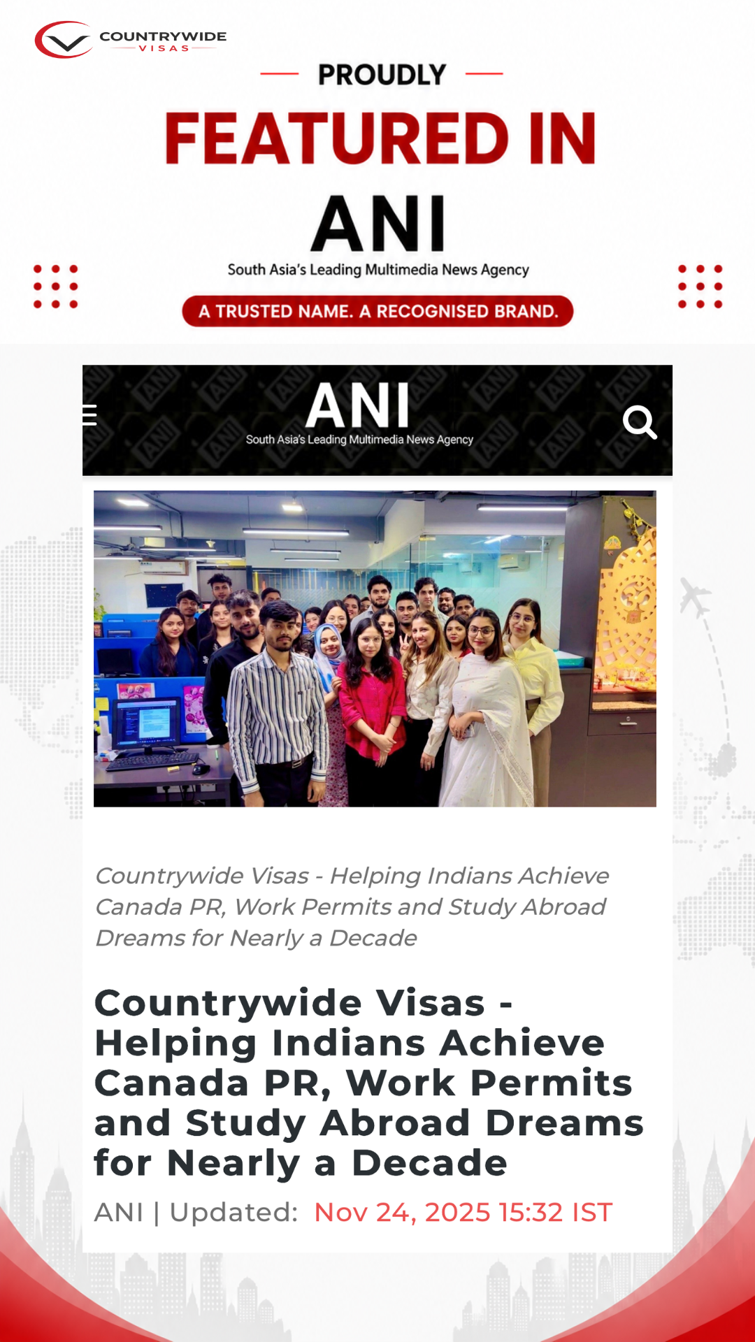 ANI coverage featuring Countrywide Visas